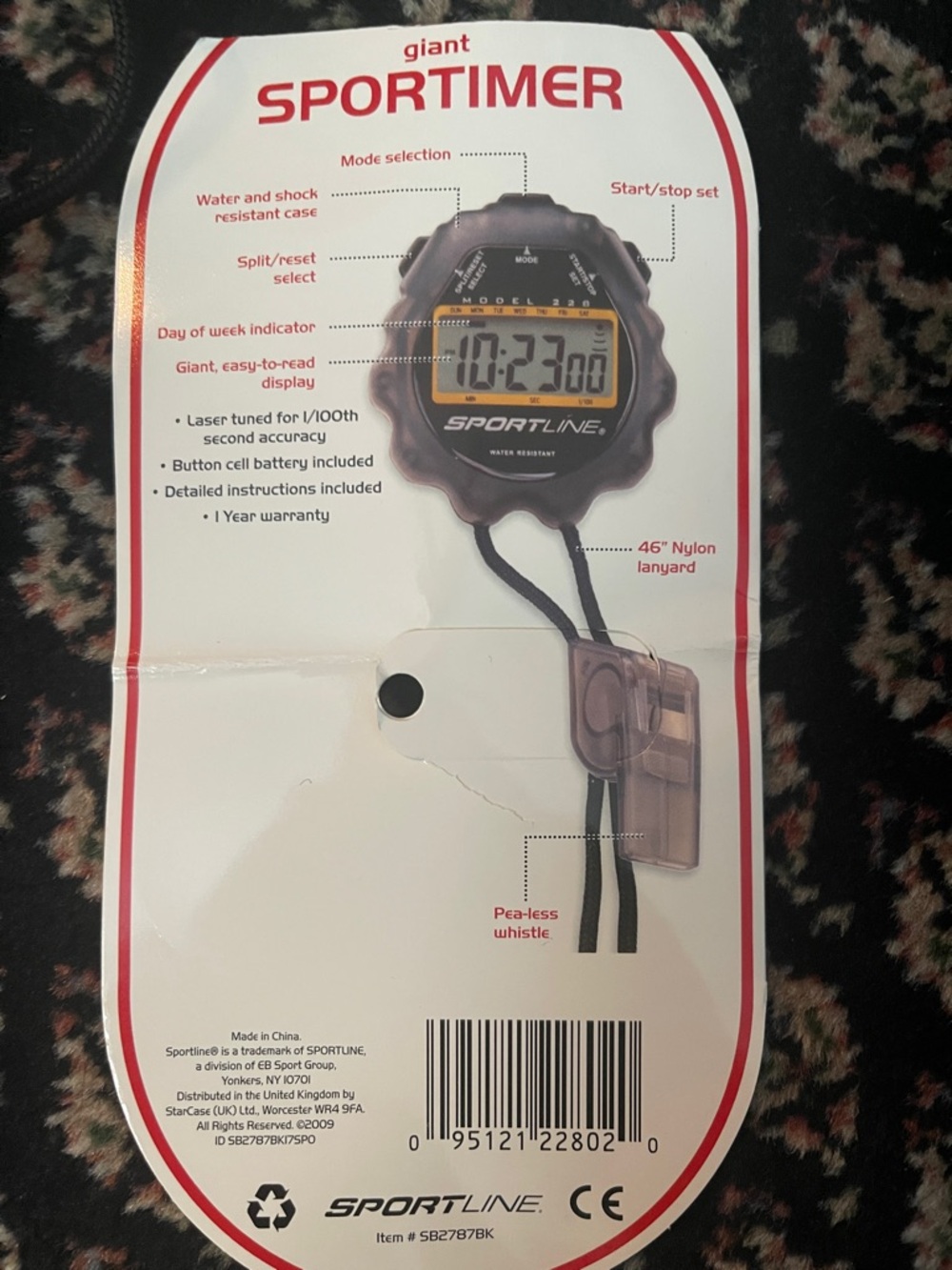 Sportline Giant Sportimer Black Digital Stop Watch with Neck Lanyard